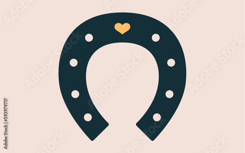 Sign lucky horseshoe. Simple graphic silhouette horseshoe on white background, good luck horseshoe, welcome symbol, vintage graphic and lucky symbols. Fortune logo sign horseshoe. Vector Illustration