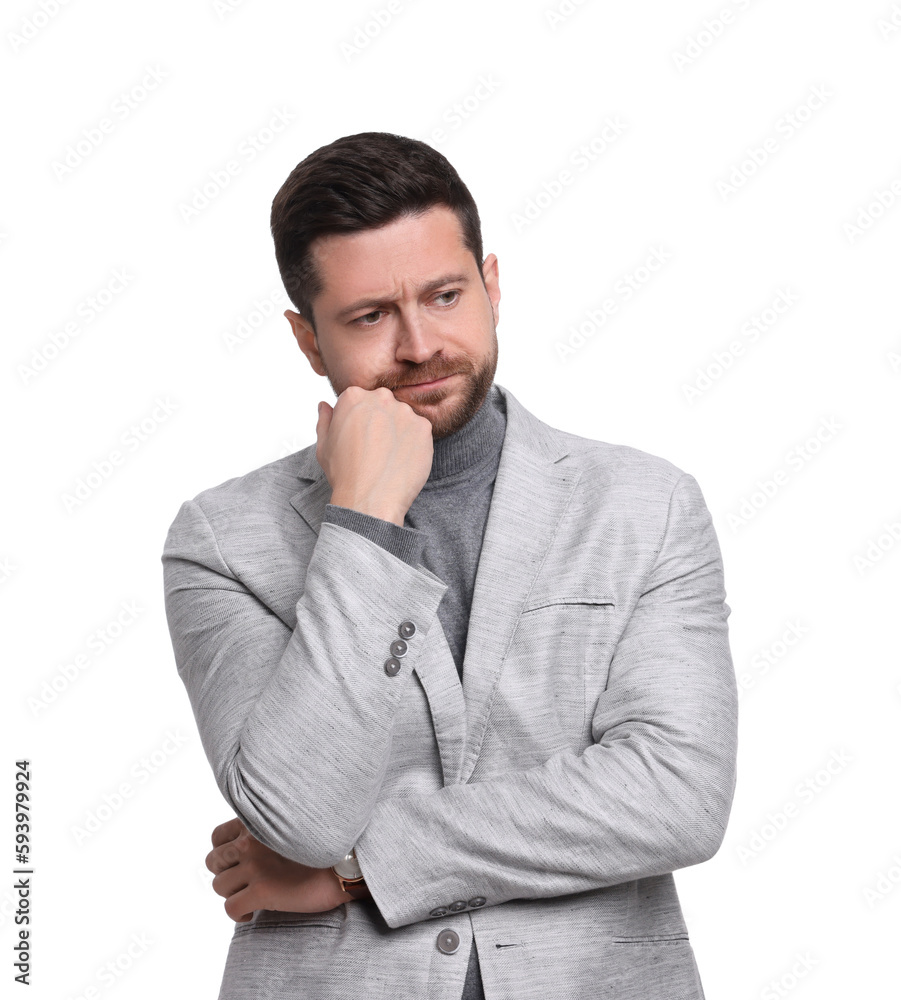 Upset businessman in suit on white background Upset businessman in suit on white background