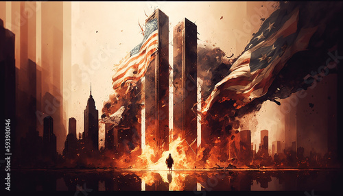 11 September- illustration for Patriot Day USA , Generative ai photo