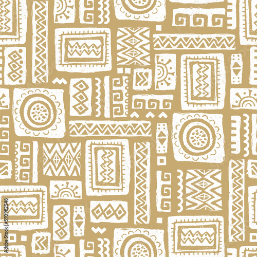 Hand drawn abstract seamless pattern, ethnic background, african style - great for textiles, banners, wallpapers, wrapping - vector design