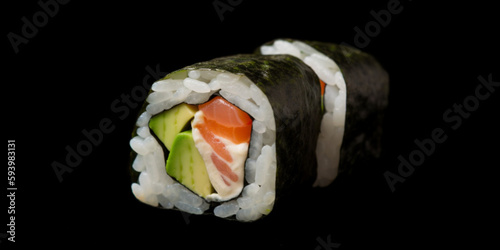 sushi hossomaki black background photo
