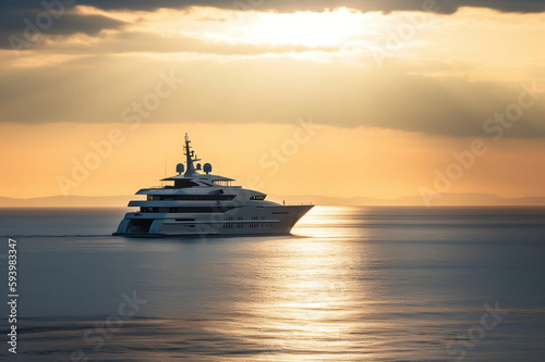 Large private yacht ship at sunset © Nick