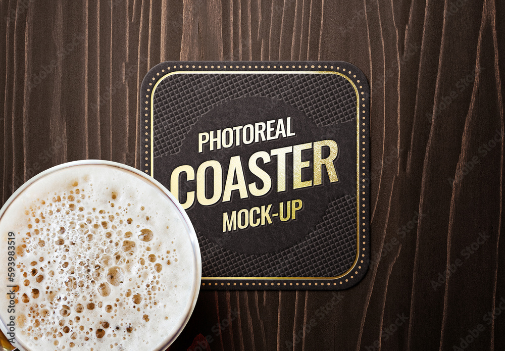 Coaster Mockup Template Restaurant Pub Cafe Bar Beer Round Stock
