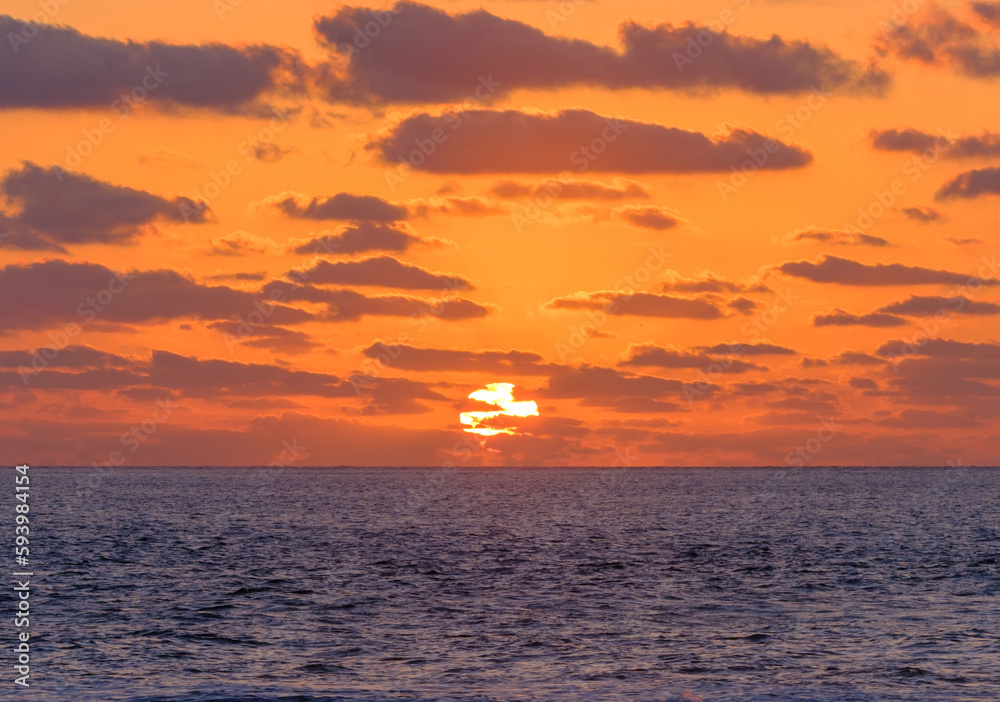 Beautiful sunrise in Corralejo Fuerteventura, Canary Islands, Spain.