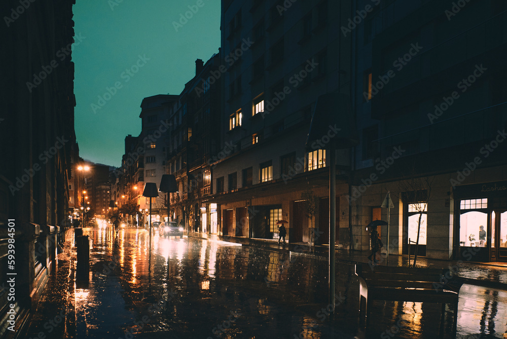 Lluvia en Bilbao en la Hora azul