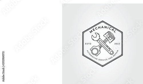 cross wrench and piston for mechanical logo vector illustration design