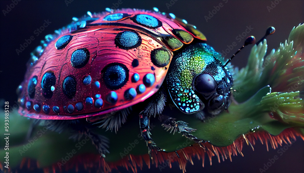 Stunning close-up of Ladybug. Macro shot of Ladybug. Ai generated image