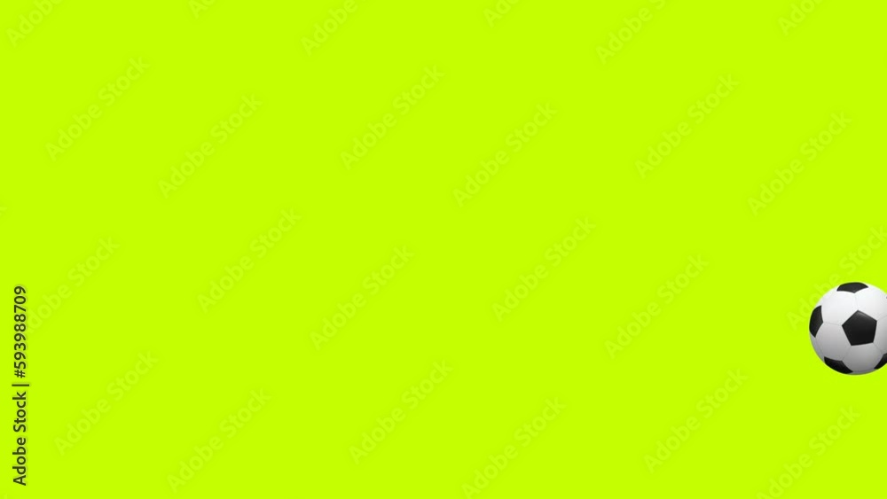 Illustrative animation of a football rotating and moving on the bright green screen background Illustrative animation of a football rotating and moving on the bright green screen background