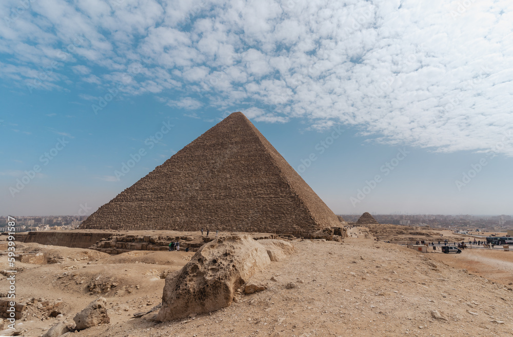 Keops pyramid landscape with a blue sky. Cairo. Egypt Keops pyramid landscape with a blue sky. Cairo. Egypt
