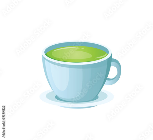 Concept Matcha tea. This is a flat vector illustration with a cartoonish design and a concept of matcha tea. Vector illustration.