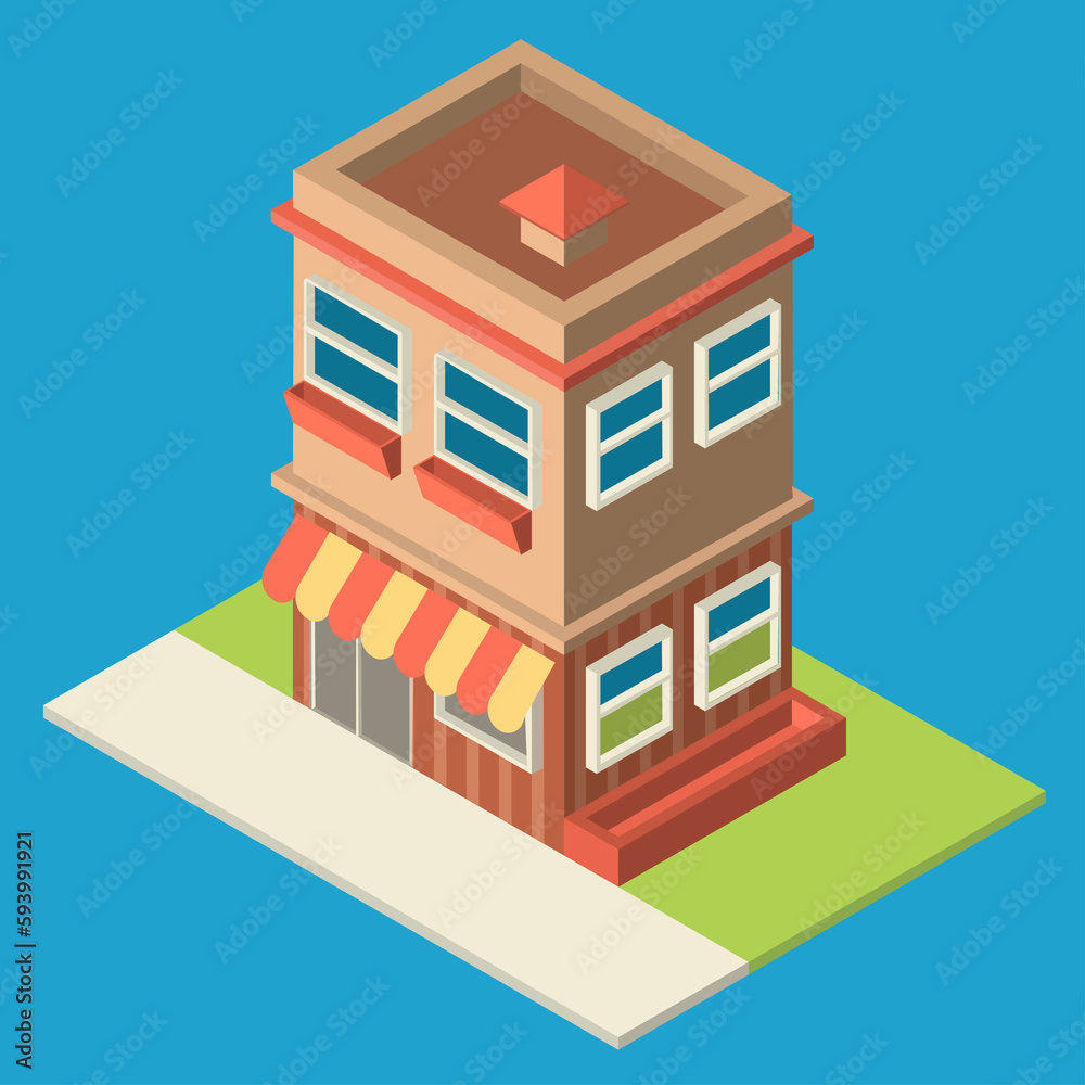 Isometric vector illustration design of building. Vector isometric house. Isometric vector illustration design of building. Vector isometric house.