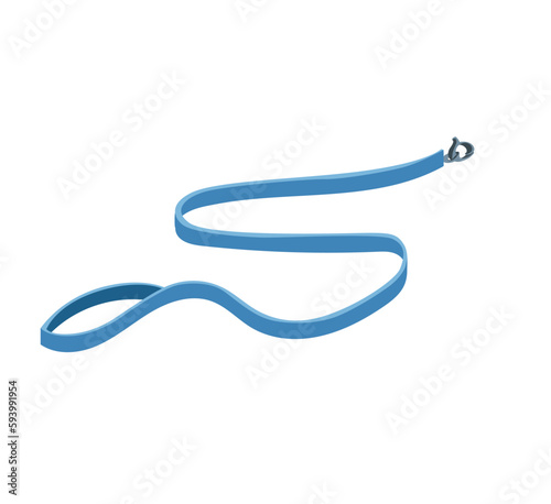 Concept Pet lead. This illustration is a flat vector design of a blue lead for pets on a white background. Vector illustration.