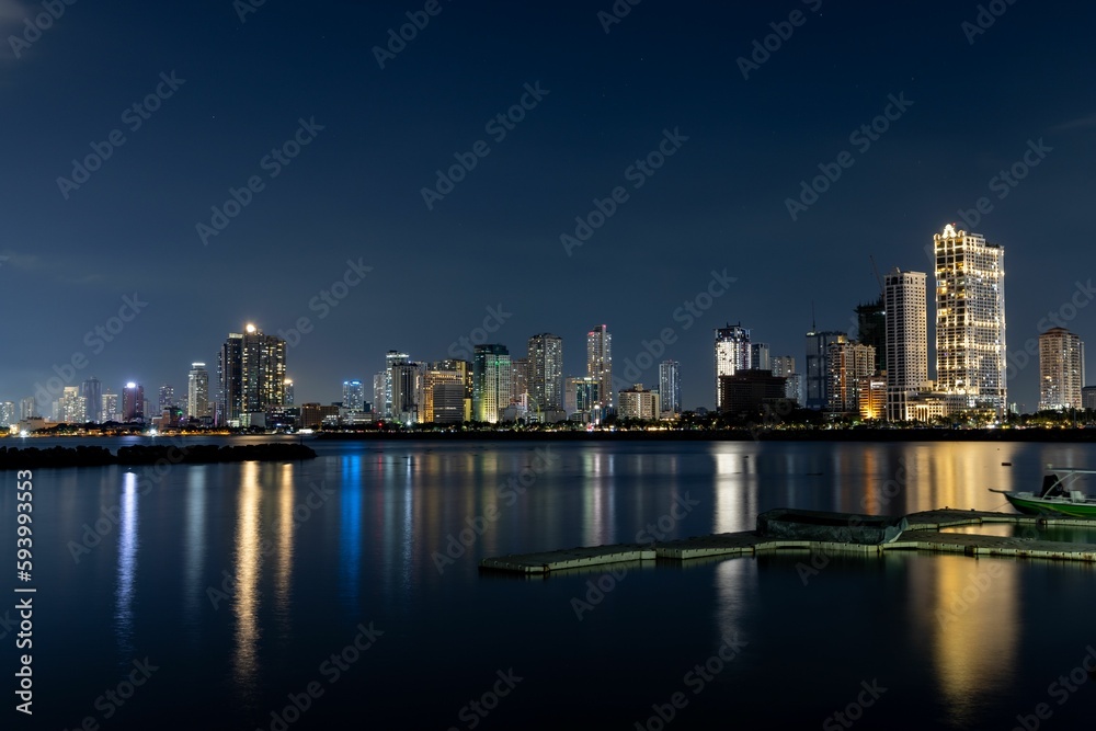 Manila bay at night in Philippines