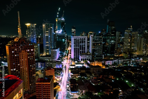 Canvas Print Manila city building center at night