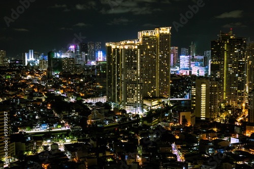 Manila city building center at night