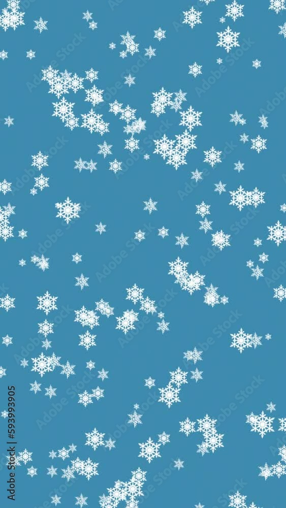 Vertical animation of falling snowflakes on a light blue background Vertical animation of falling snowflakes on a light blue background