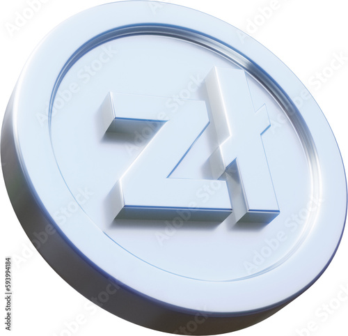 Silver Polish Zloty coin 3d render illustration