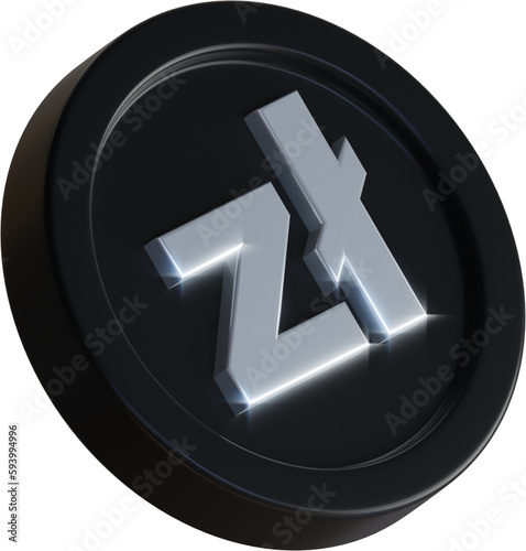 Polish Zloty coin 3d render illustration