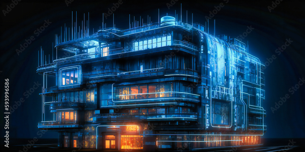 architecture building with light blue lines, architecture building with light blue lines,