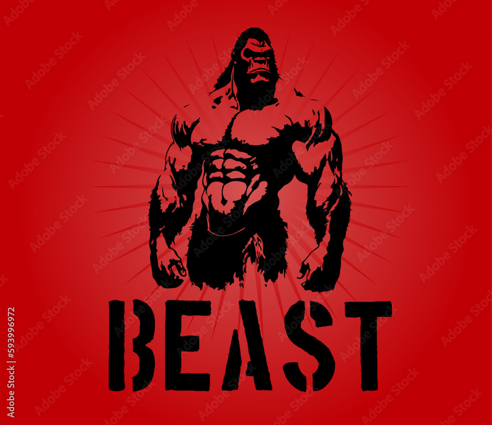 Gorilla Beast Bodybuilding Logo MMA Fighter Vector