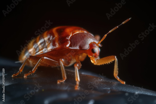 Bedbug. Close up of Cimex hemipterus - bed bug. Macro photography of a bedbug © Roman