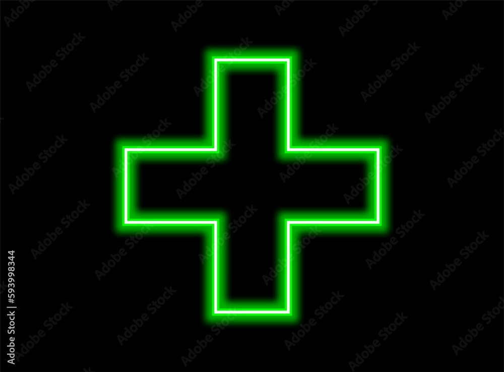 red cross on black background neon glowing on black red cross on black background neon glowing on black