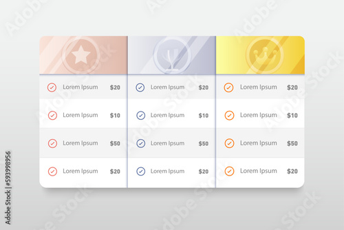 Gold, silver and bronze medals.award medals icons with form or list vector set