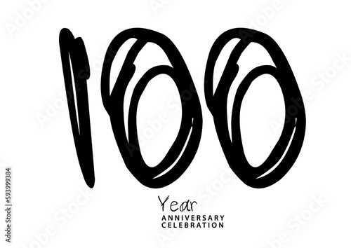 100 year anniversary celebration black color logotype vector, 100 number design, 100th Birthday invitation, anniversary logo template, logo number design vector, calligraphy font, typography logo