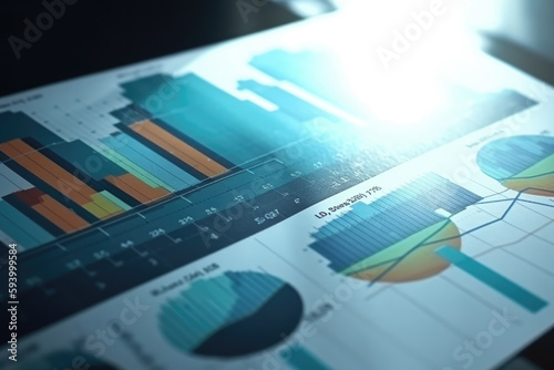 Stats and economy concept, Growth graph and progress of business and analyzing financial and investment data