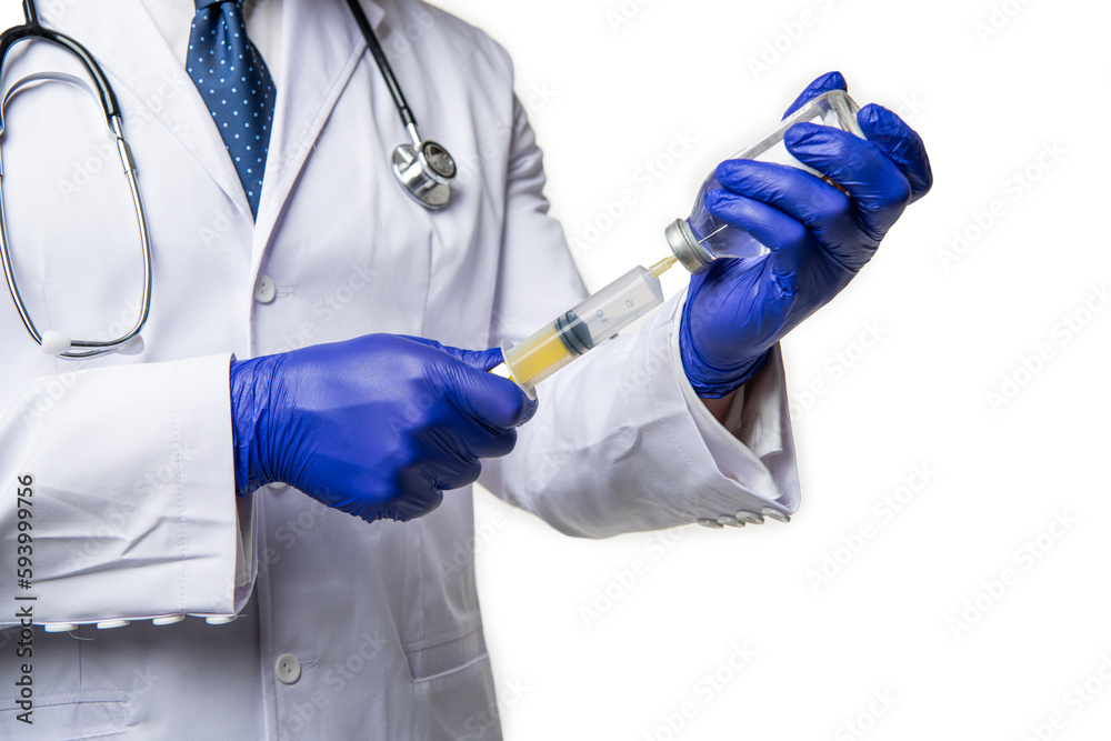 man doctor do vaccination injection isolated on white. doctor do vaccination injection man doctor do vaccination injection isolated on white. doctor do vaccination injection