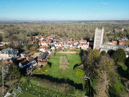 Obraz na plátně Dedham Village in Essex UK Drone, Aerial, view from air, birds eye view,