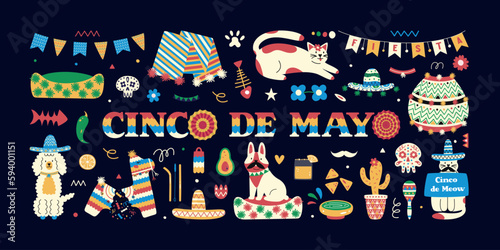 Traditional Mexican fiesta vector illustrations.