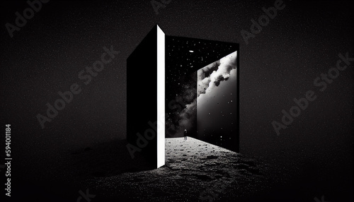 A black box in a dark space under the night sky