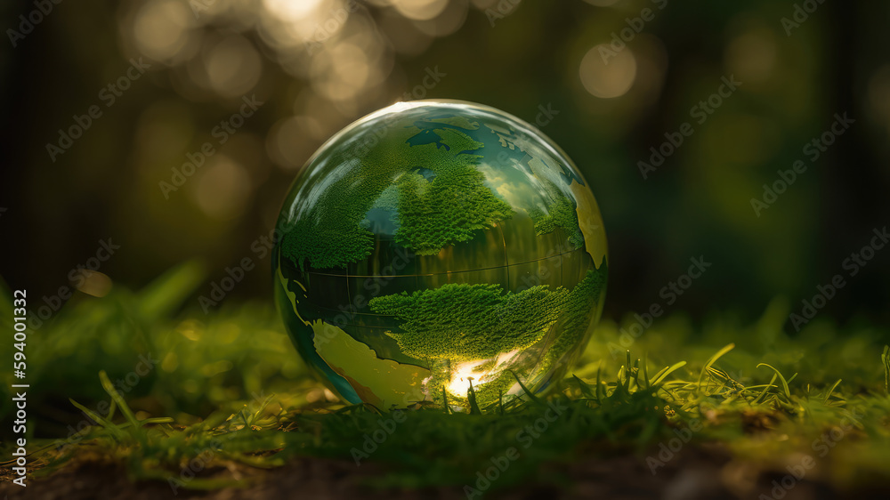 Green Globe with Continents on blurred Natural Background. Happy world earth day concept. Generative AI
Green Globe with Continents on blurred Natural Background. Happy world earth day concept. Generative AI