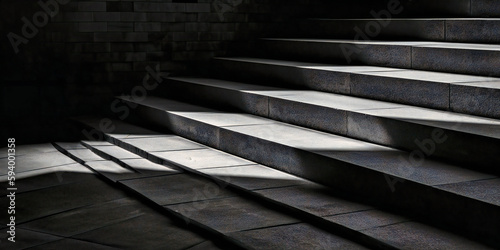 a photo of a stone step in the dark,