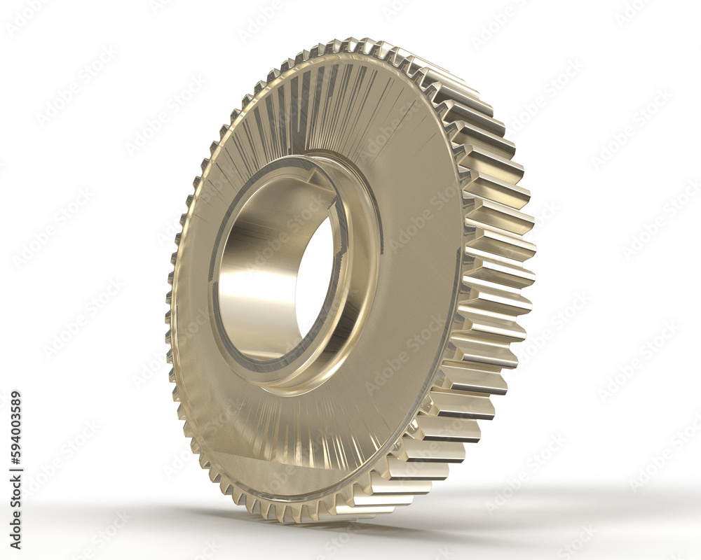Isolated Golden Metallic Gear, Metal disk with teeth on White Background. Isolated Golden Metallic Gear, Metal disk with teeth on White Background.