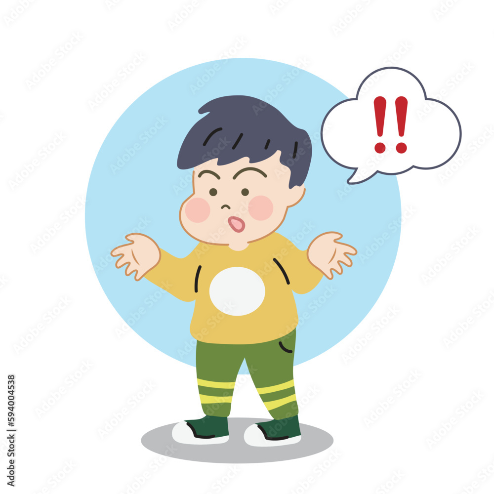 Cute kid boy with blank thought bubble mind. Cartoon hand drawn character vector isolated on white background. Cute kid boy with blank thought bubble mind. Cartoon hand drawn character vector isolated on white background.