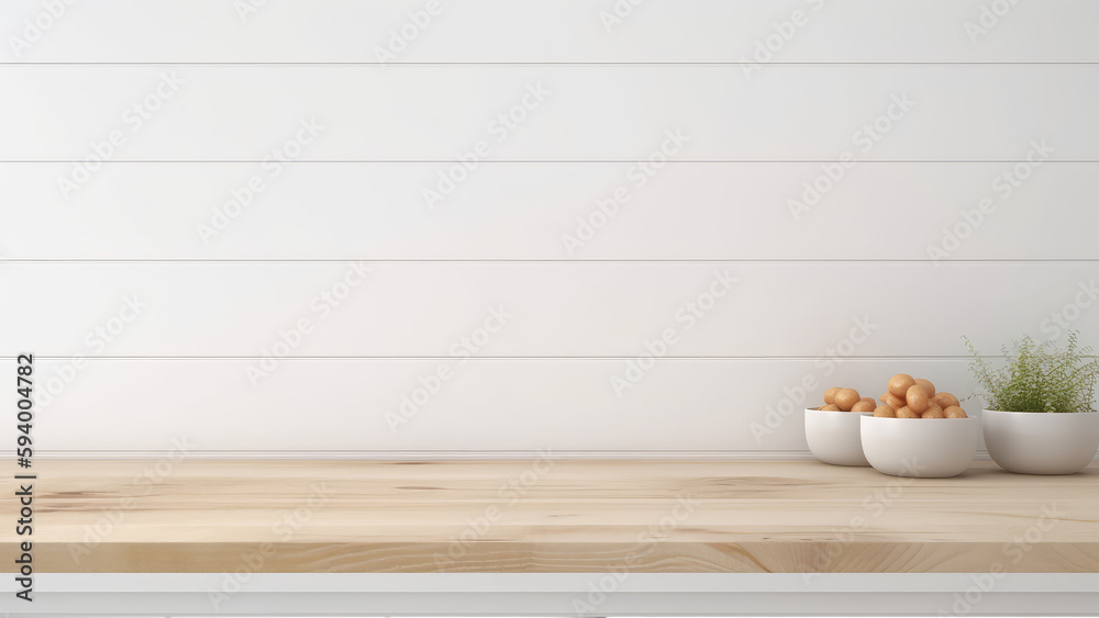 Wooden texture table top on blurred kitchen window background. For product display or design key visual layout. For showcase or montage your items (or foods). Product display mock up. Generative AI Wooden texture table top on blurred kitchen window background. For product display or design key visual layout. For showcase or montage your items (or foods). Product display mock up. Generative AI