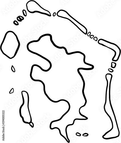 doodle freehand drawing of bora bora island map.