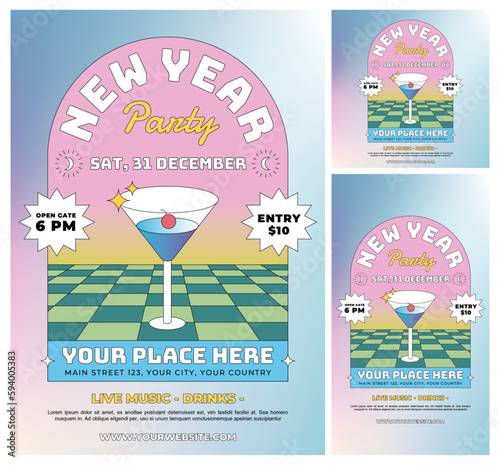 Bild auf Leinwand New Year Party Flyer Template Set