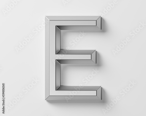 Letters made of metal. 3d illustration of iron alphabet isolated on white background
