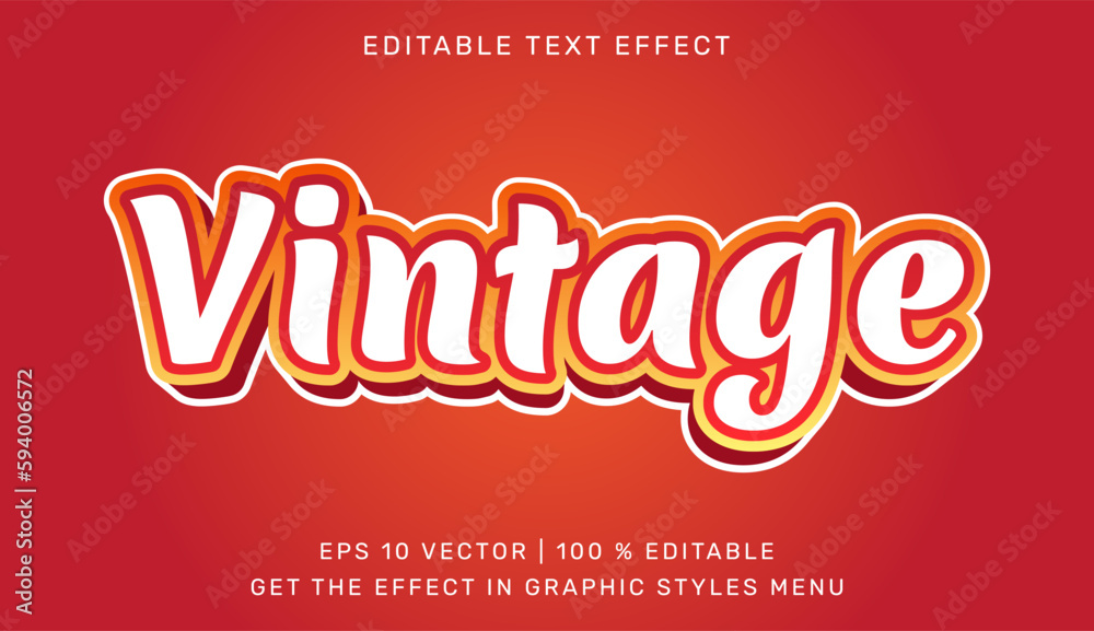 Vintage 3d editable text effect template