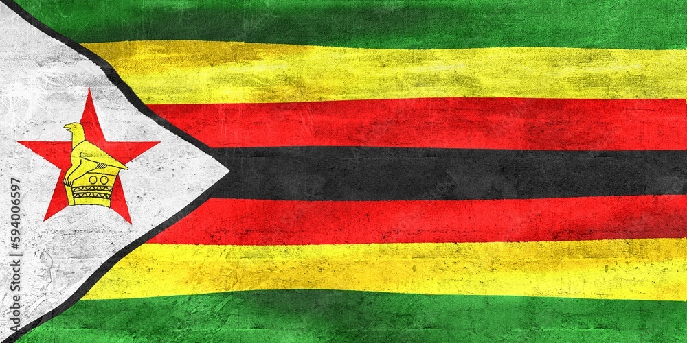 3D-Illustration of a Zimbabwe flag - realistic waving fabric fla