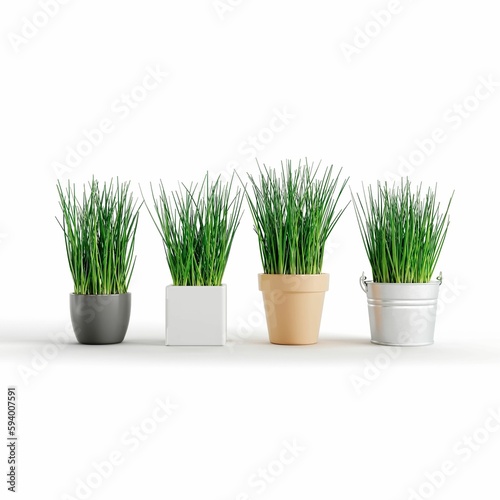3d illustration of multiple plant pots isolated on a white background