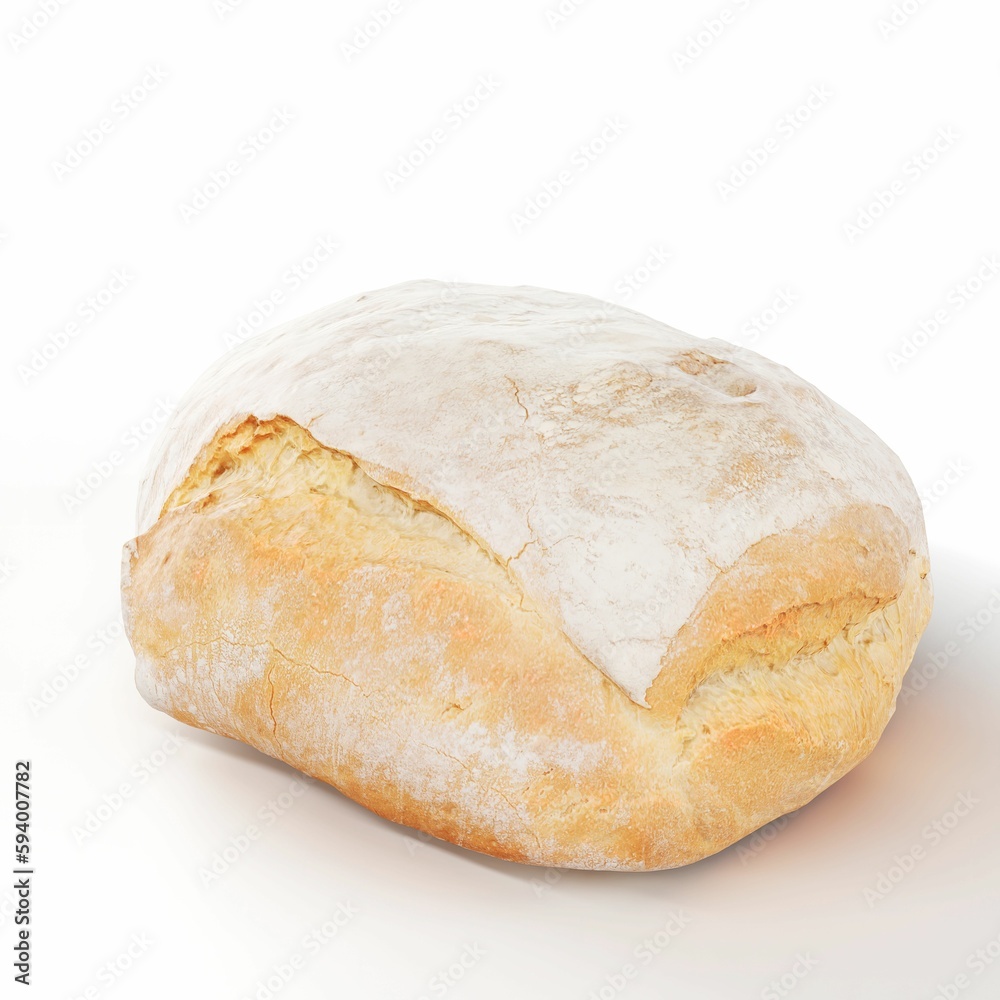 3D illustration of a freshly baked delicious bread on a white background 3D illustration of a freshly baked delicious bread on a white background