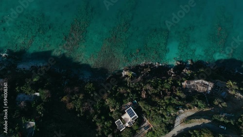 Aerial shot of reef in Magens bay, turquoise crystal clear water Virgin Islands photo