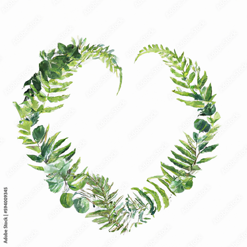 Heart frame with green leafs. Perfect for card design Heart frame with green leafs. Perfect for card design