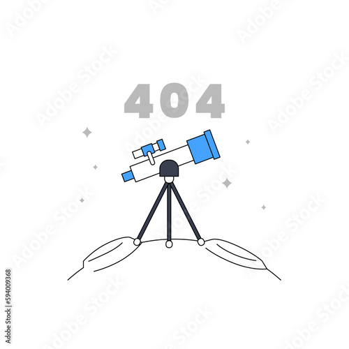 Empty State - BlueNoting found with telescope at space monitoring planet galaxy star for 404 error message empty state illustration element