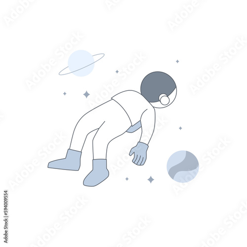 Astronaut floating at space with relax for server error message empty state for ui element illustration