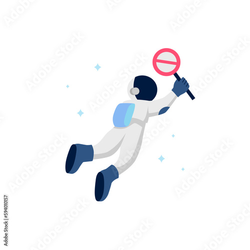 Astronaut or cosmonaut floating with for nothing found error message empty state ui element illustration